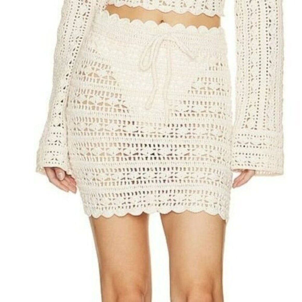 House of Harlow 1960  xREVOLVE Laurelin Crochet Mini Skirt
